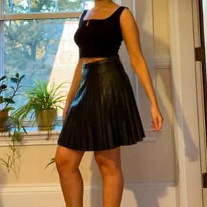 J Crew pleated pleather skirt